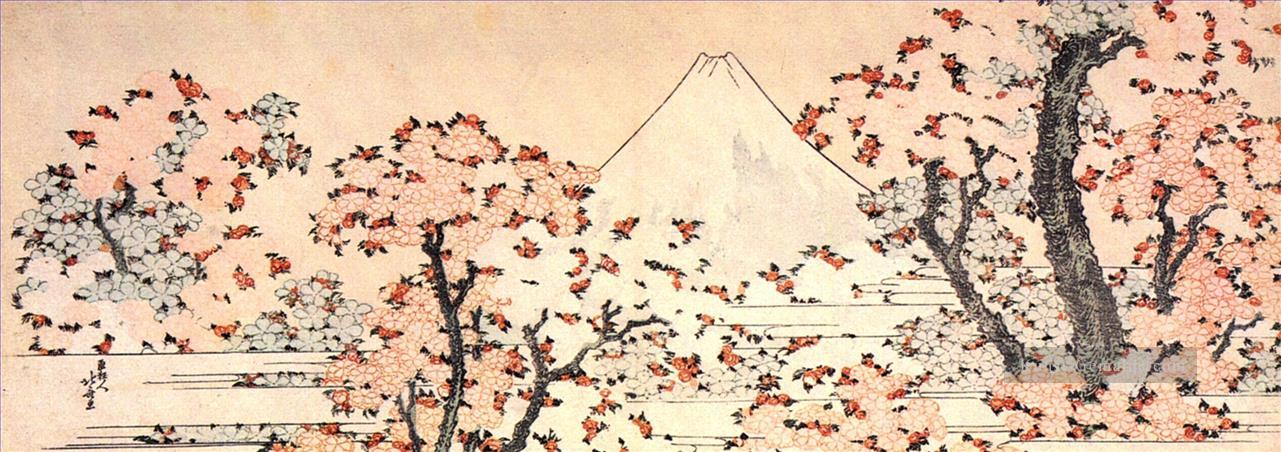 Mount fuji gesehen durch Kirschblüte Katsushika Hokusai Ukiyoe Ölgemälde